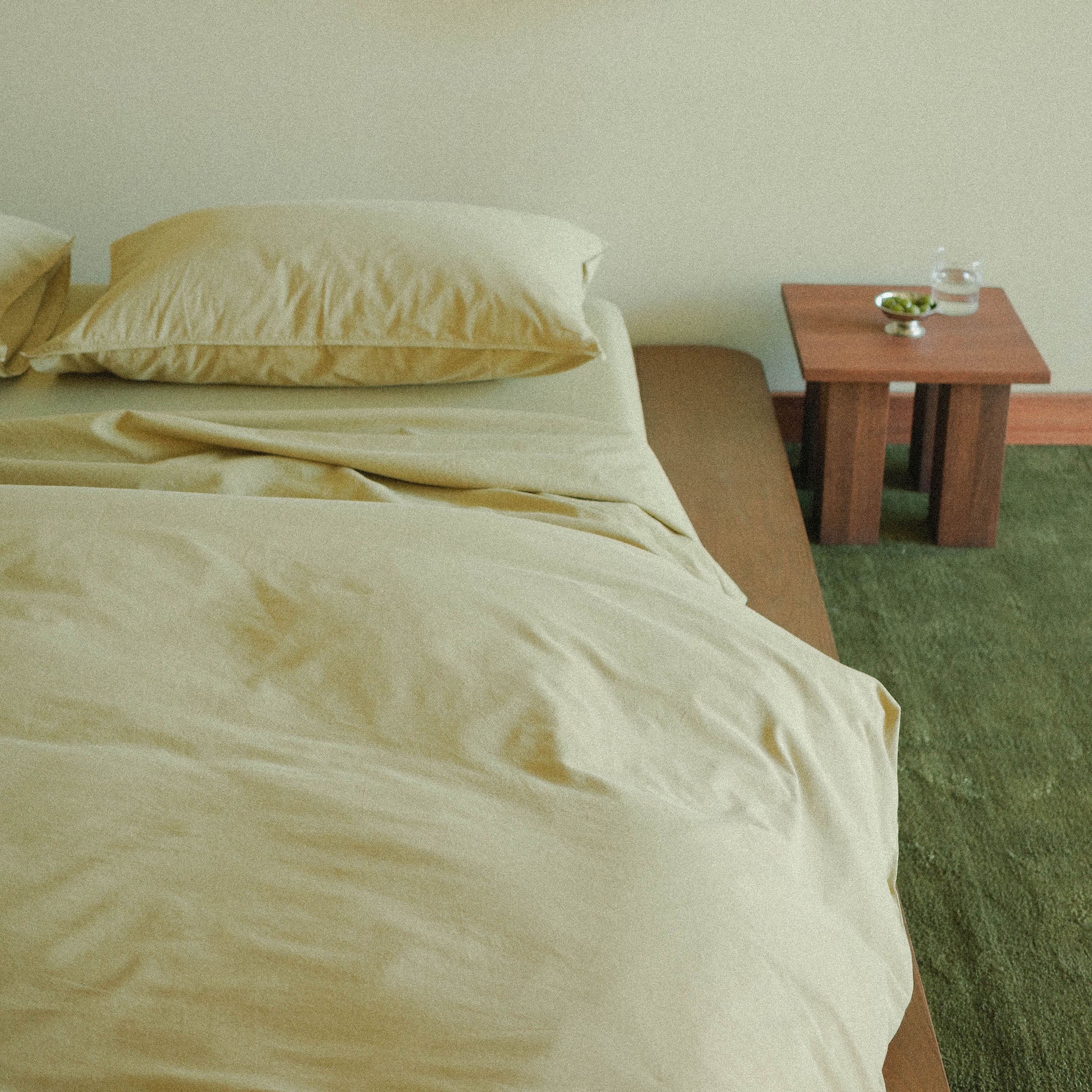 Duvet Cover Organic Percale - Pale Olive, Full / Queen - Image 4