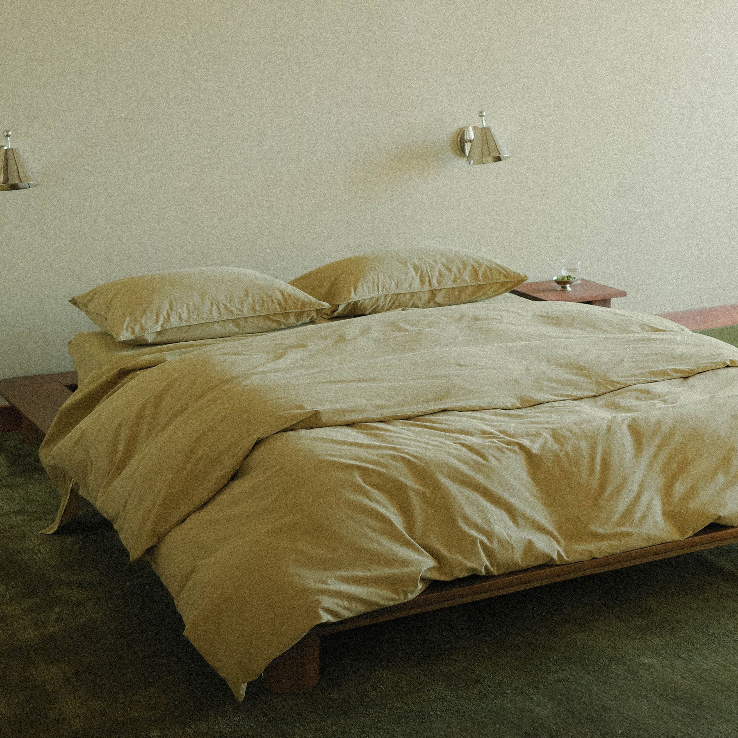 Duvet Cover Organic Percale - Pale Olive, Full / Queen - Image 5