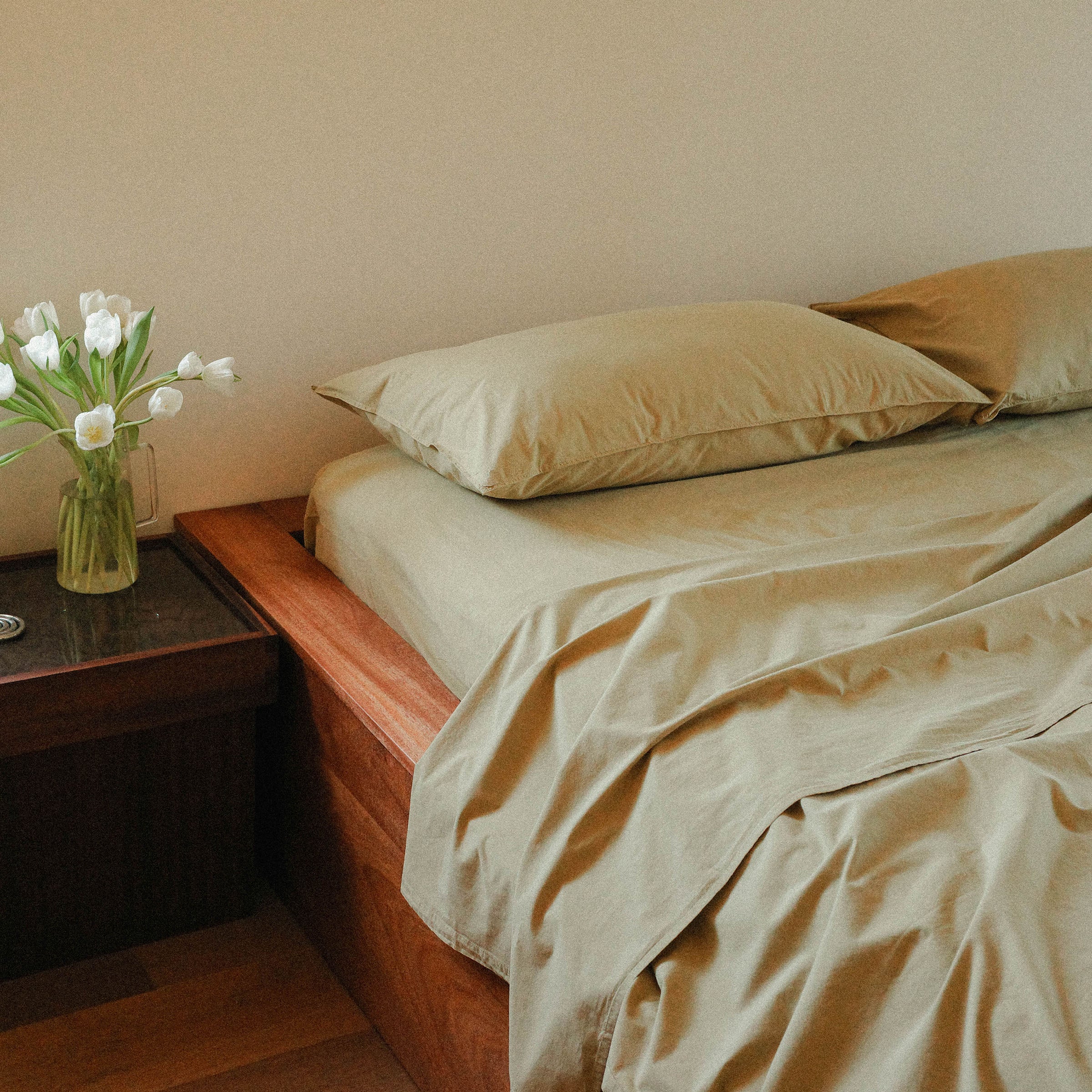 Pillowcase Set Organic Percale - Pale Olive, Standard - Image 3